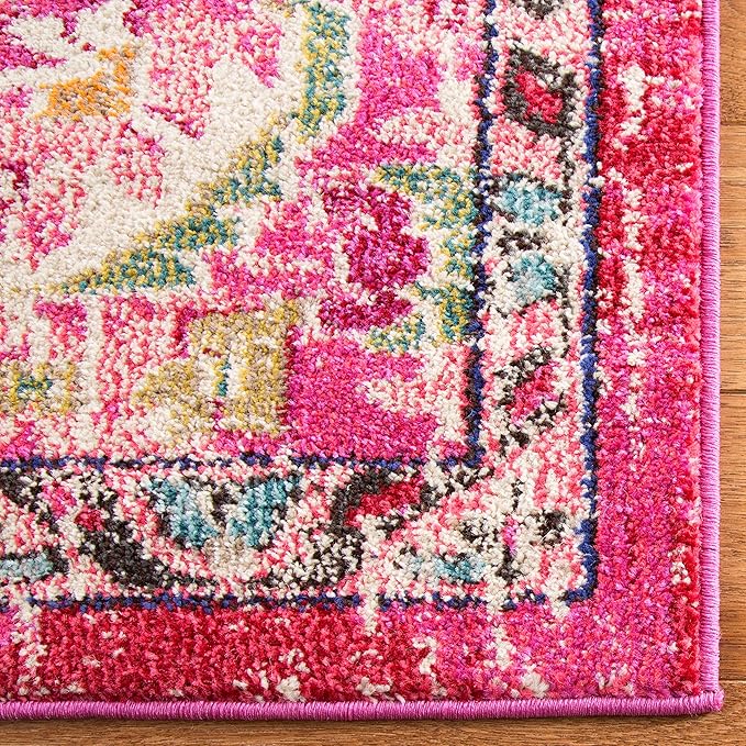 SAFAVIEH Monaco Collection Area Rug - 2'2" x 4', Pink & Multi, Non-Shedding & Easy to Clean, Distressed Medallion Design, Ideal for Front Door, Kitchen, Entryway, Accent Space (MNC243D)