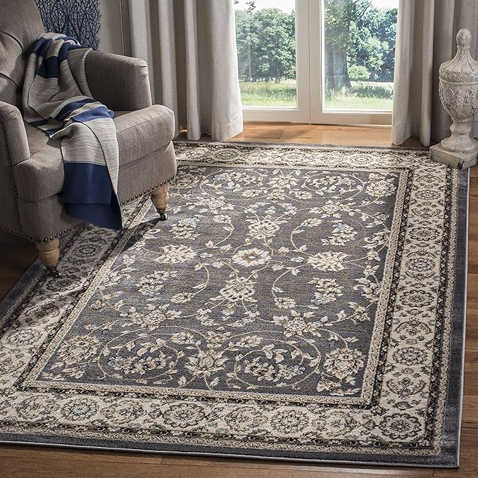 SAFAVIEH Lyndhurst Collection Area Rug - 5'3" x 7'6", Grey & Cream, Traditional Oriental Design, Non-Shedding & Easy Care, Ideal for High Traffic Areas in Living Room, Bedroom (LNH340G)