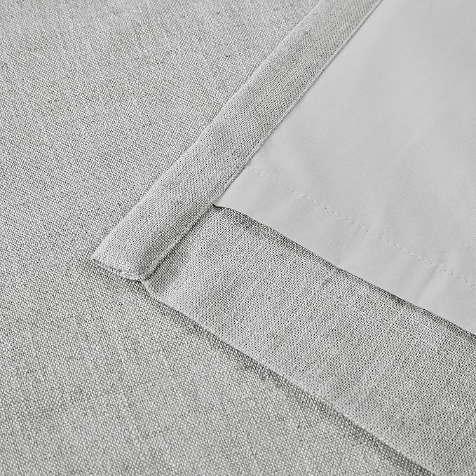 Vision Home Light Gray Pinch Pleated Full Blackout Curtains Linen Blended 60" Wide Thermal Insulated Window Panels 90 inch for Bedroom Living Room Darkening Pleat Drapes with Hooks Back Tab 60"Wx90Lx1