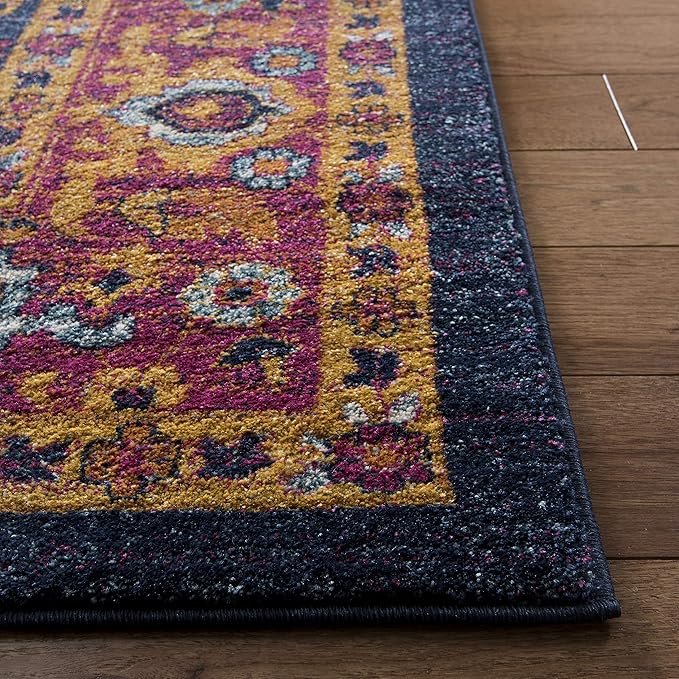 SAFAVIEH Evoke Collection 8' x 10' Fuchsia / Orange EVK275S Oriental Medallion Distressed Non-Shedding Living Room Bedroom Dining Home Office Area Rug