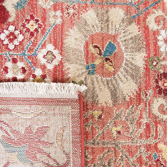 SAFAVIEH Kashan Collection Runner - 2'6" x 14', Red & Beige, Non-Shedding & Easy Care, Ideal for High Traffic Areas in The Living Room, Dining, Bedroom (KSN303L)