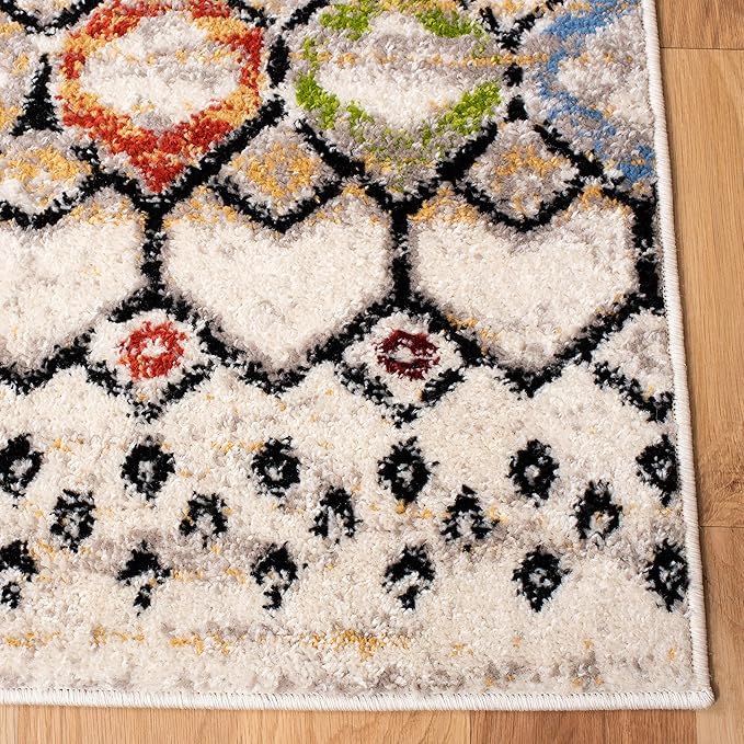 SAFAVIEH Amsterdam Collection Accent Rug - 4' x 6', Ivory & Multi, Moroccan Boho Design, Non-Shedding & Easy Care, Ideal for High Traffic Areas in Entryway, Living Room, Bedroom (AMS108K)