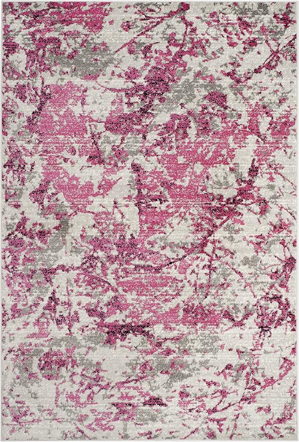SAFAVIEH Skyler Collection 6' x 9' Pink / Ivory SKY186N Modern Abstract Non-Shedding Living Room Bedroom Dining Home Office Area Rug