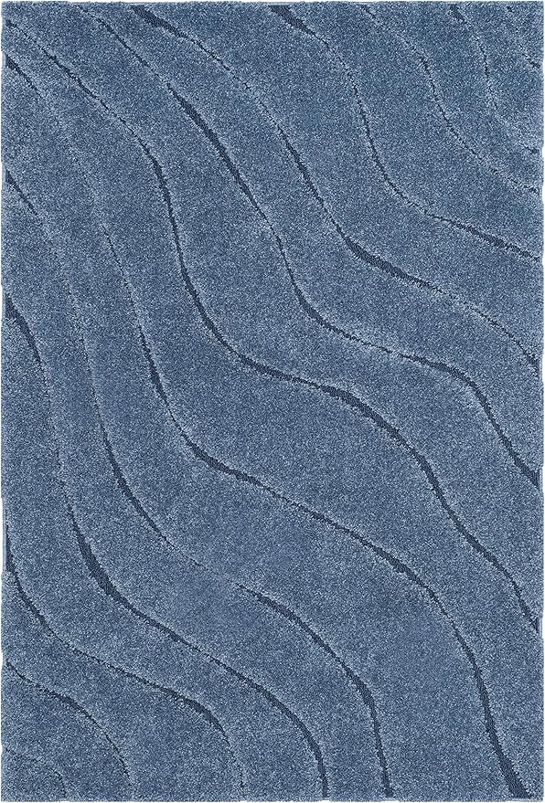 SAFAVIEH Florida Shag Collection Area Rug - 5'3" x 7'6", Light Blue & Blue, Non-Shedding & Easy Care, 1.2-inch Thick Ideal for High Traffic Areas in Living Room, Bedroom (SG472-6065)