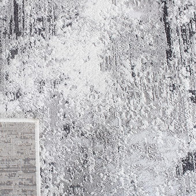 SAFAVIEH Amelia Collection Area Rug - 9' x 12', Grey & Ivory, Modern Abstract Design, Non-Shedding & Easy Care, Ideal for High Traffic Areas in Living Room, Bedroom (ALA705G)