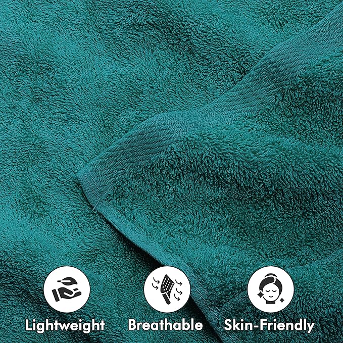 100% Cotton Hand Towels for Bathroom – Soft & Absorbent Towel Set– Pack of 6 Small Towel (34x20in) – Quick Dry Luxury Cotton Hand Towels – Teal