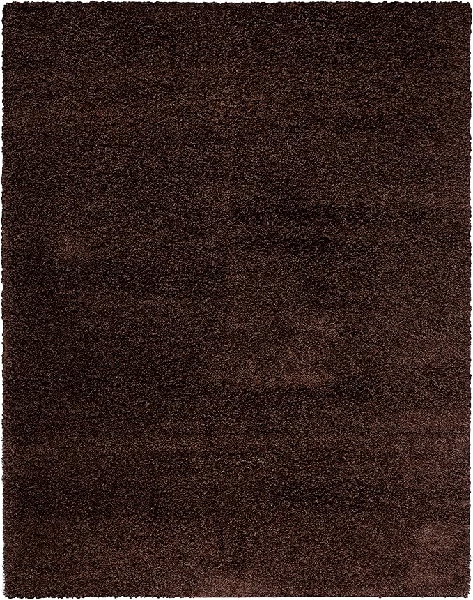 SAFAVIEH Santa Monica Shag Collection 8' x 10' Brown SGN725 Solid Non-Shedding Living Room Bedroom Dining Room Entryway Plush 2-inch Thick Area Rug