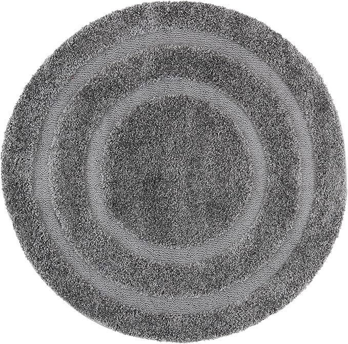 SAFAVIEH Florida Shag Collection Area Rug - 3' Round, Grey & Grey, Non-Shedding & Easy Cleaning, Plush Thick Pile, Ideal for Living Room, Bedroom, Dining Space (SG454-8080)