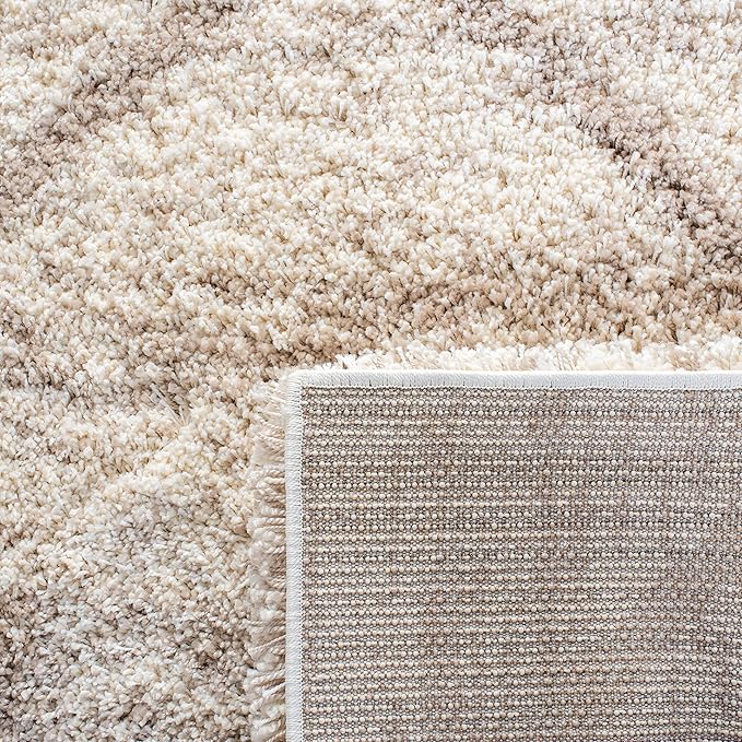 SAFAVIEH Hudson Shag Collection Area Rug - 10' x 14', Multi Ivory & Beige, Modern Trellis Design, Non-Shedding & Easy Care, 2-inch Thick Ideal for High Traffic Areas in Living Room, Bedroom (SGH281H)
