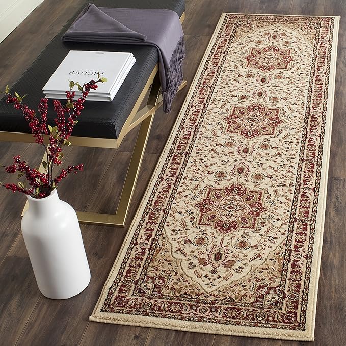 SAFAVIEH Lyndhurst Collection Runner Rug - 2'3" x 14', Ivory & Red, Traditional Oriental Design, Non-Shedding & Easy Care, Ideal for High Traffic Areas in Living Room, Bedroom (LNH330A)