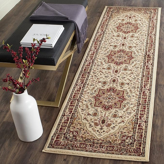 SAFAVIEH Lyndhurst Collection Runner Rug - 2'3" x 16', Ivory & Red, Traditional Oriental Design, Non-Shedding & Easy Care, Ideal for High Traffic Areas in Living Room, Bedroom (LNH330A)