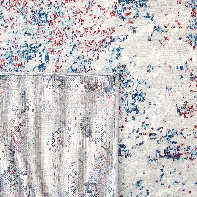 SAFAVIEH Brentwood Collection Runner Rug - 2' x 10', Navy & Red, Modern Abstract Design, Non-Shedding & Easy Care, Ideal for High Traffic Areas in Living Room, Bedroom (BNT822N)