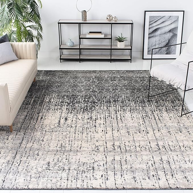 SAFAVIEH Retro Collection X-Large Area Rug - 11' x 15', Black & Light Grey, Modern Abstract Design, Non-Shedding & Easy Care, Ideal for High Traffic Areas in Living Room, Bedroom (RET2770-9079)