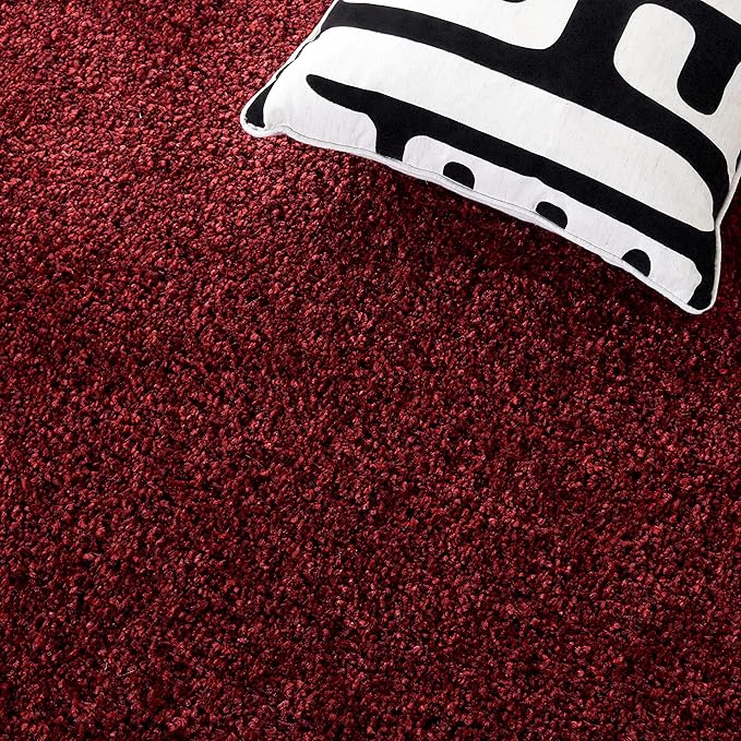 SAFAVIEH Santa Monica Shag Collection 3' x 5' Maroon SGN725 Solid Non-Shedding Living Room Bedroom Dining Room Entryway Plush 2-inch Thick Area Rug