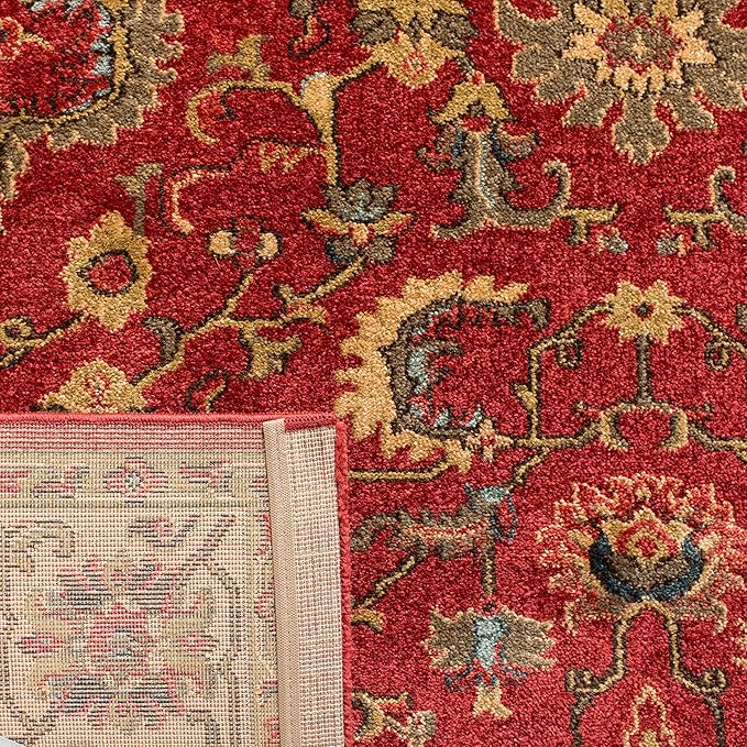 SAFAVIEH Mahal Collection Runner Rug - 2'2" x 6', Red & Beige, Traditional Oriental Design, Non-Shedding & Easy Care, Ideal for High Traffic Areas in Living Room, Bedroom (MAH693Q)