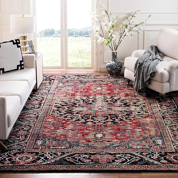 SAFAVIEH Vintage Hamadan Collection Area Rug - 9' x 12', Red & Multi, Oriental Traditional Persian Design, Non-Shedding & Easy Care, Ideal for High Traffic Areas in Living Room, Bedroom (VTH215A)