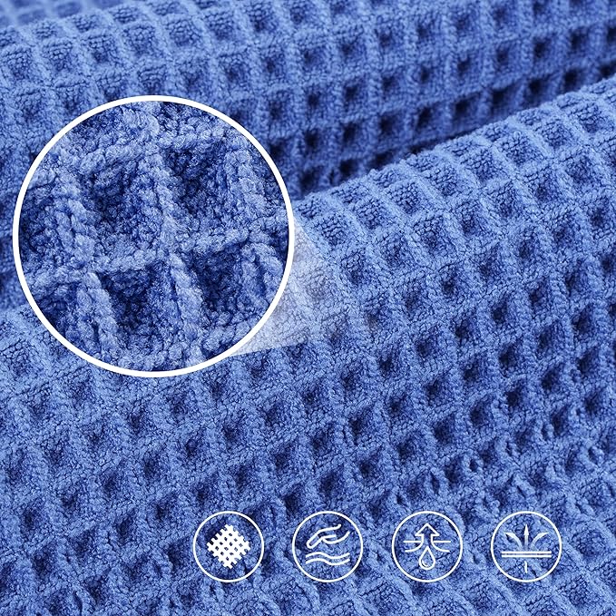 430 GSM Microfiber Oversize Quick Dry Lint Free Bath Towel, 60 x 30 in, 4 Pack (Waffle Weave)