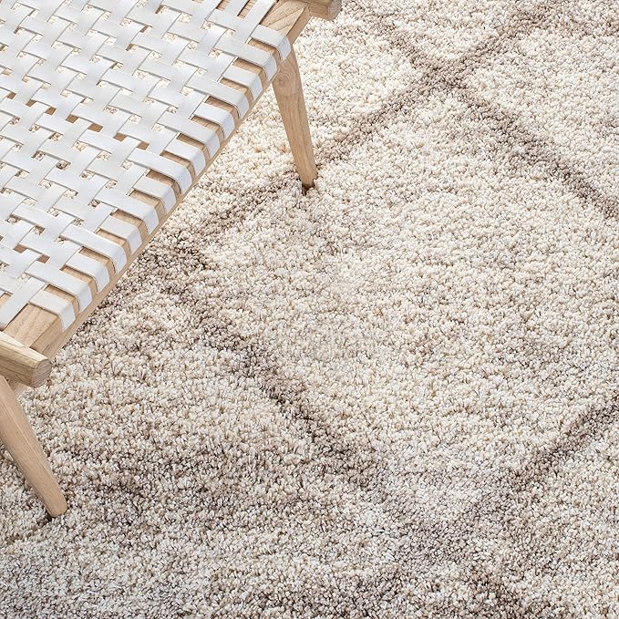 SAFAVIEH Hudson Shag Collection Area Rug - 10' x 14', Multi Ivory & Beige, Modern Trellis Design, Non-Shedding & Easy Care, 2-inch Thick Ideal for High Traffic Areas in Living Room, Bedroom (SGH281H)
