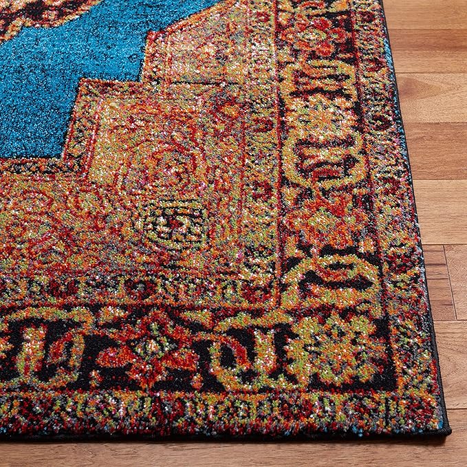 SAFAVIEH Vintage Hamadan Collection Accent Rug - 4' x 6', Gold & Light Blue, Oriental Design, Non-Shedding & Easy Care, Ideal for High Traffic Areas in Entryway, Living Room, Bedroom (VTH219D)