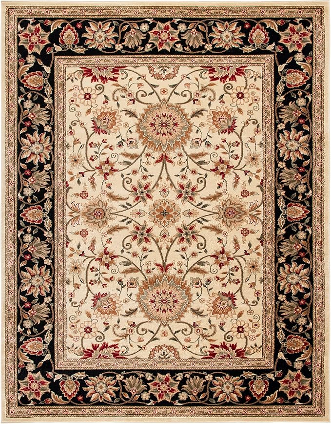 SAFAVIEH Lyndhurst Collection X-Large Area Rug - 11' x 15', Ivory & Black, Traditional Oriental Design, Non-Shedding & Easy Care, Ideal for High Traffic Areas in Living Room, Bedroom (LNH212B)