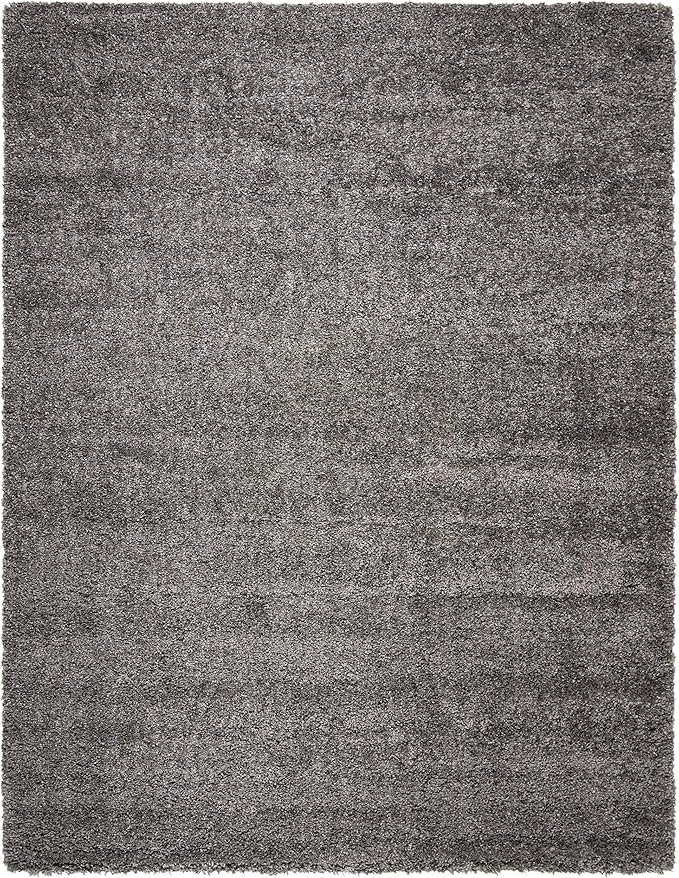 SAFAVIEH Fontana Shag Collection Accent Rug - 4' x 6', Silver, Solid Design, Non-Shedding & Easy Care, 2-inch Thick Ideal for High Traffic Areas in Entryway, Living Room, Bedroom (FNT800G)