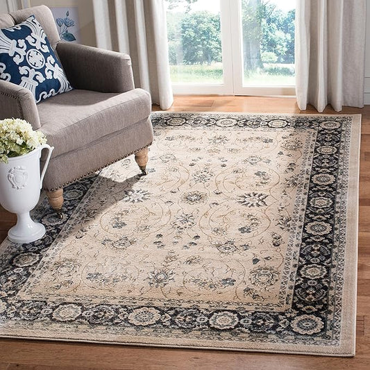 SAFAVIEH Lyndhurst Collection Accent Rug - 3'3" x 5'3", Light Beige & Anthracite, Design, Non-Shedding & Easy Care, Ideal for High Traffic Areas in Entryway, Living Room, Bedroom (LNH340K)