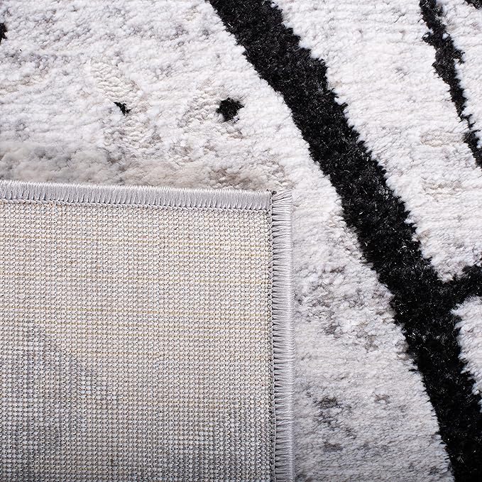 SAFAVIEH Amelia Collection Runner Rug - 2' x 22', Grey & Black, Modern Abstract Design, Non-Shedding & Easy Care, Ideal for High Traffic Areas in Living Room, Bedroom (ALA293K)