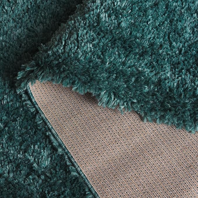 SAFAVIEH Fontana Shag Collection Area Rug - 6'7" Square, Green, Geometric Design, Ideal for High Traffic Areas in Living Room, Bedroom & Dining Room (FNT800Y-7SQ)