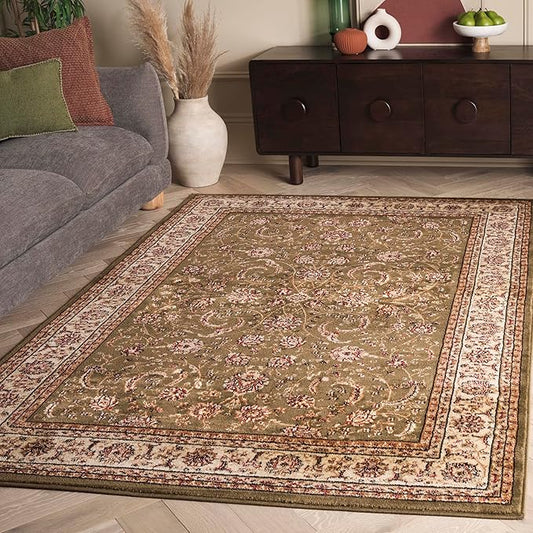 SAFAVIEH Lyndhurst Collection Area Rug - 5'3" x 7'6", Sage & Ivory, Traditional Oriental Design, Non-Shedding & Easy Care, Ideal for High Traffic Areas in Living Room, Bedroom (LNH219B)
