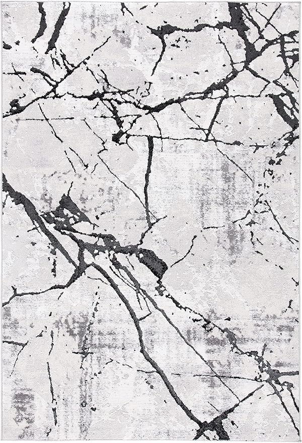 SAFAVIEH Amelia Collection Accent Rug - 2' x 4', Grey & Black, Modern Abstract Design, Non-Shedding & Easy Care, Ideal for High Traffic Areas in Entryway, Living Room, Bedroom (ALA293K)
