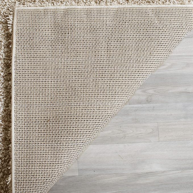 SAFAVIEH Santa Monica Shag Collection Area Rug - 4' Square, Beige, Non-Shedding & Easy Cleaning, Plush Thick Pile, Ideal for Living Room, Bedroom, Dining Space (SGN725-1313)