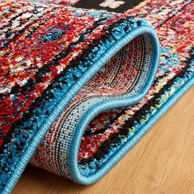 SAFAVIEH Vintage Hamadan Collection Area Rug - 5'3" x 7'6", Turquoise & Black, Traditional Oriental Design, Non-Shedding & Easy Care, Ideal for High Traffic Areas in Living Room, Bedroom (VTH204K)