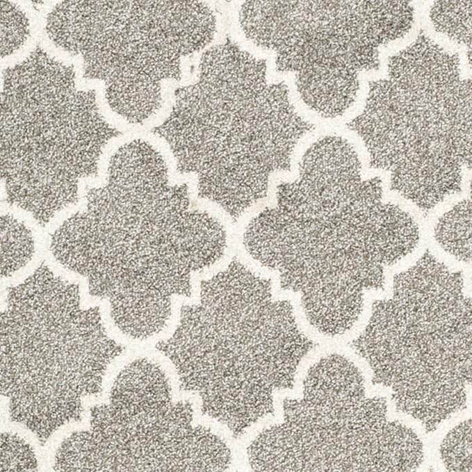 SAFAVIEH Amherst Collection 5' Round Dark Grey/Beige AMT422R Moroccan Trellis Non-Shedding Dining Room Entryway Foyer Living Room Bedroom Area Rug