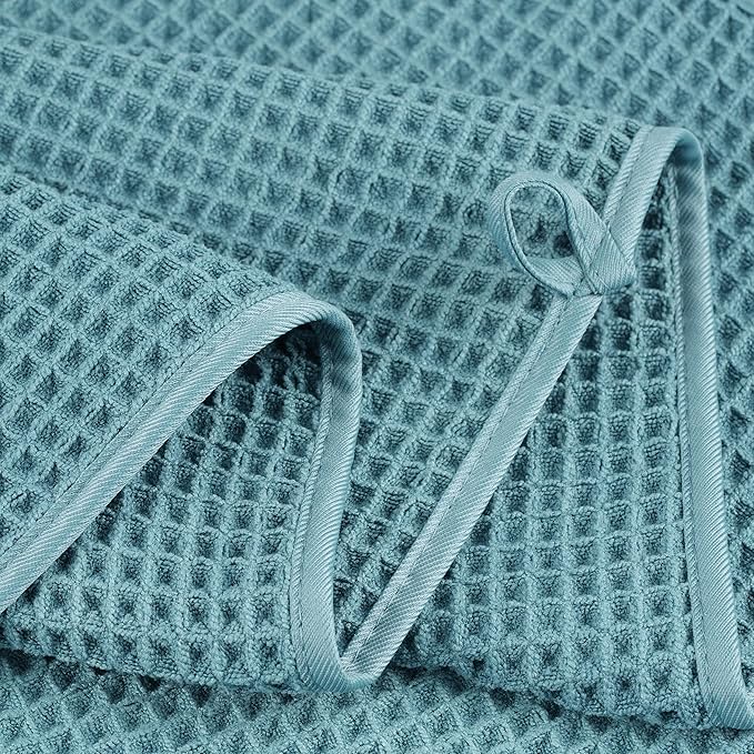 430 GSM Microfiber Oversize Quick Dry Lint Free Bath Towel, 60 x 30 in, 4 Pack (Waffle Weave)