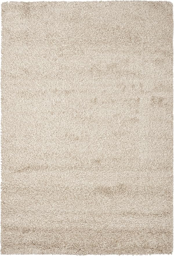 SAFAVIEH Santa Monica Shag Collection 5'3" x 7'6" Beige SGN725 Solid Non-Shedding Living Room Bedroom Dining Room Entryway Plush 2-inch Thick Area Rug