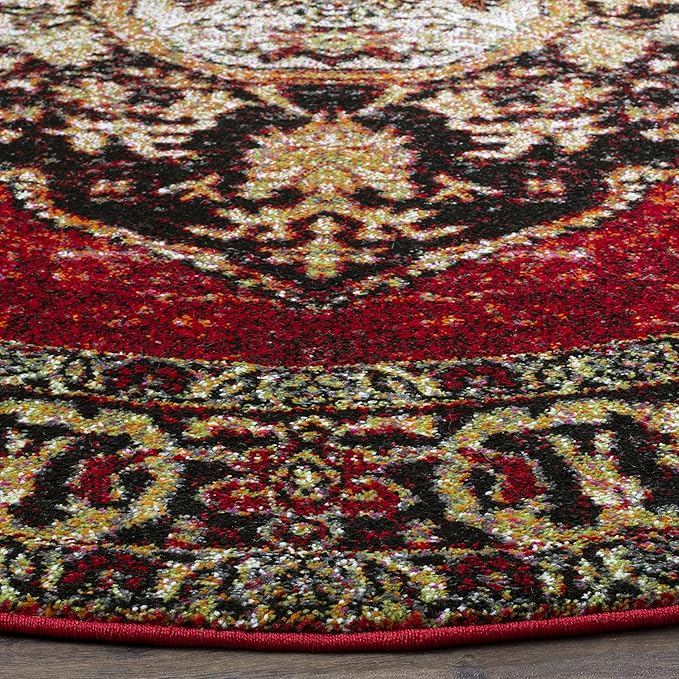 SAFAVIEH Vintage Hamadan Collection 11' Round Red / Multi VTH219A Oriental Traditional Persian Non-Shedding Dining Room Entryway Foyer Living Room Bedroom Area Rug
