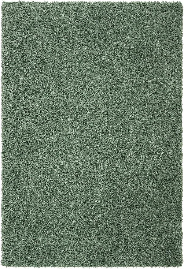 SAFAVIEH August Shag Collection Area Rug - 5'3" x 7'6", Green, Solid Design, Non-Shedding & Easy Care, 1.5-inch Thick Ideal for High Traffic Areas in Living Room, Bedroom (AUG200Y)