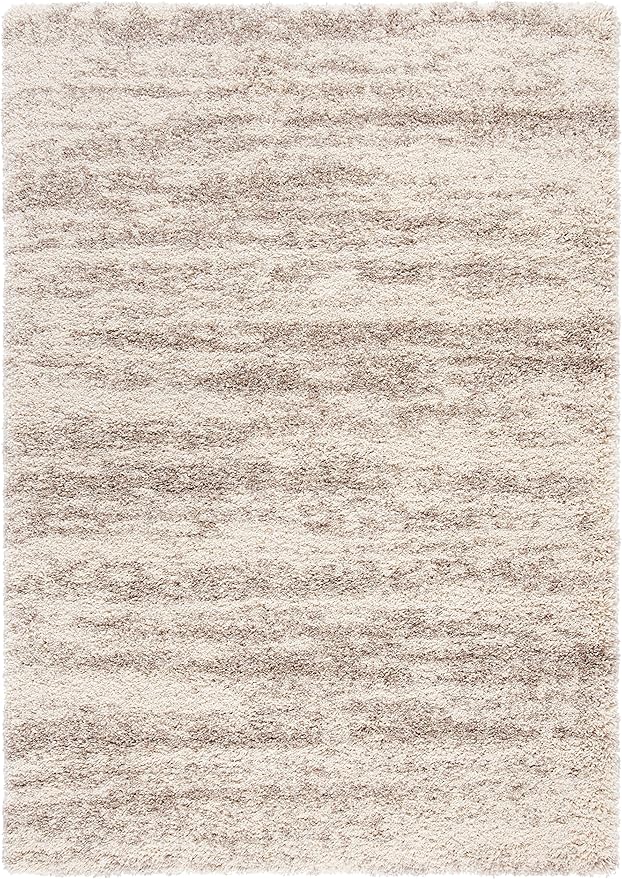 SAFAVIEH Hudson Shag Collection Area Rug - 5'3" x 7'6", Ivory & Beige, Modern Design, Non-Shedding & Easy Care, 2-inch Thick Ideal for High Traffic Areas in Living Room, Bedroom (SGH206B)