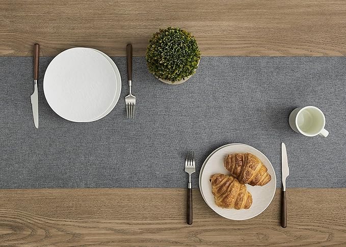 ZeeMart Basic Linen Style Table Runner, 14 x 36 Inch Charcoal, Rustic Farmhouse Grey Table Runners 36 Inches Long, Everyday Polyester Table Runner - Machine Washable & Easy Care