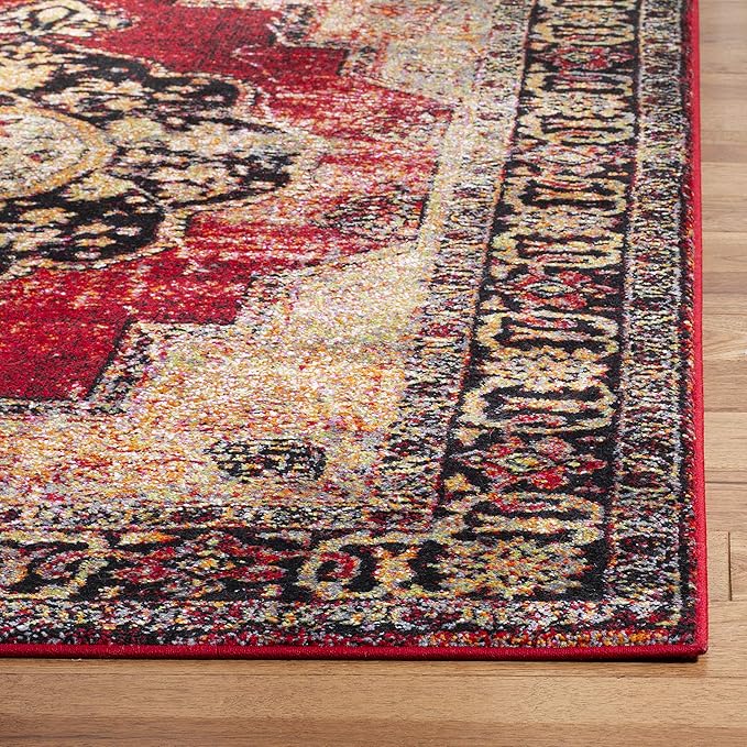 SAFAVIEH Vintage Hamadan Collection Runner Rug - 2'3" x 14', Red & Multi, Oriental Traditional Persian Design, Non-Shedding & Easy Care, Ideal for High Traffic Areas in Living Room, Bedroom (VTH219A)