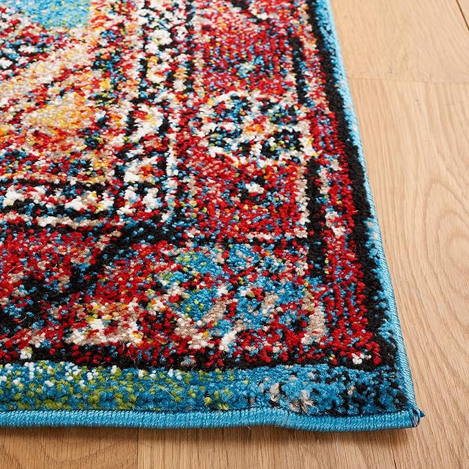 SAFAVIEH Vintage Hamadan Collection Area Rug - 6'7" x 9', Turquoise & Black, Transitional Design, Stain Resistant, Ideal for High Traffic Areas in Living Room, Bedroom & Dining Room (VTH204K-6)