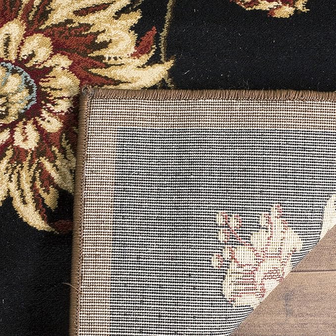 SAFAVIEH Lyndhurst Collection Area Rug - 8' x 11', Black & Multi, Traditional Floral Design, Non-Shedding & Easy Care, Ideal for High Traffic Areas in Living Room, Bedroom (LNH552-9091)