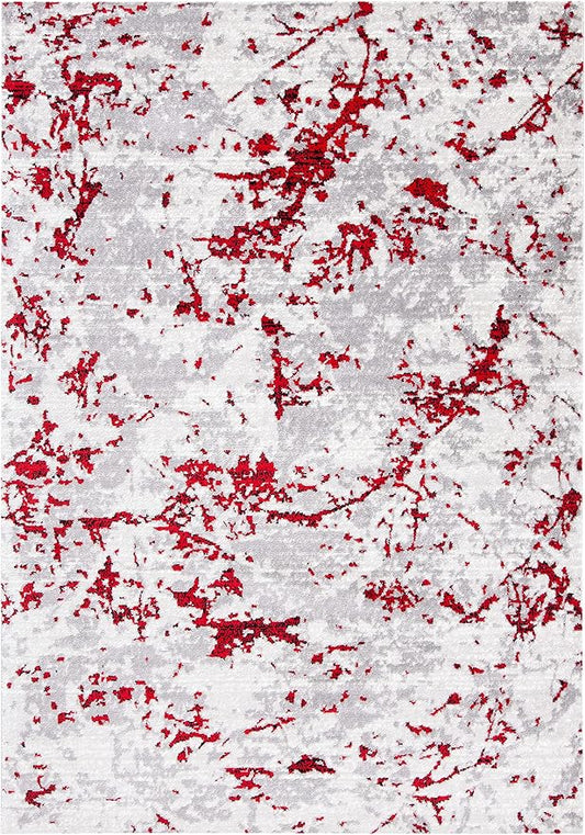 SAFAVIEH Skyler Collection 6' x 9' Grey/Red SKY186Q Modern Abstract Non-Shedding Living Room Dining Bedroom Area Rug
