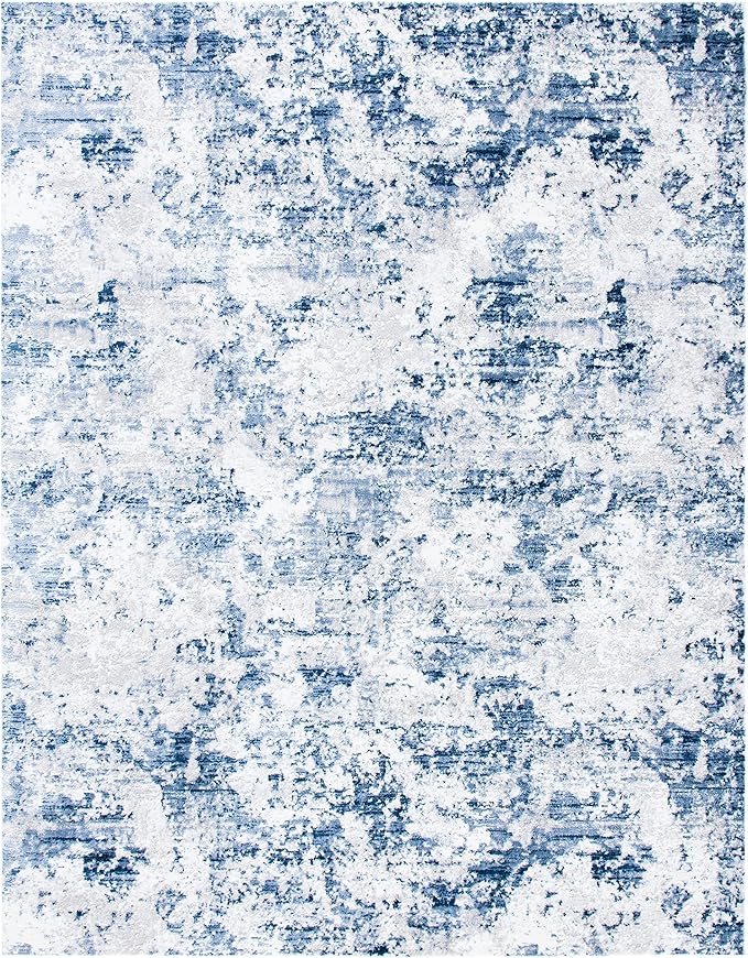 SAFAVIEH Amelia Collection Area Rug - 9' x 12', Navy & Grey, Modern Abstract Design, Non-Shedding & Easy Care, Ideal for High Traffic Areas in Living Room, Bedroom (ALA705N)