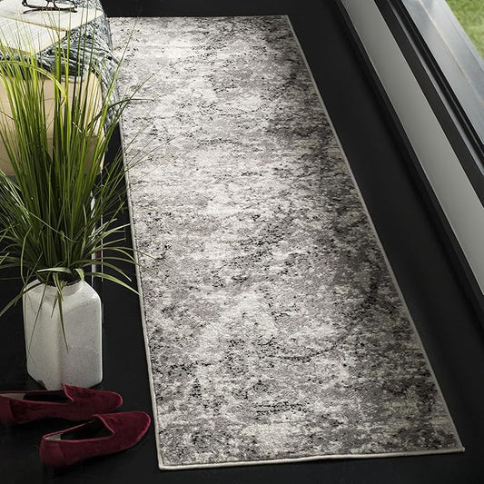 SAFAVIEH Skyler Collection 2' x 22' Grey/Ivory SKY186K Modern Abstract Non-Shedding Living Room Dining Entryway Foyer Hallway Runner Rug