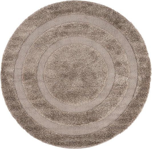 SAFAVIEH Florida Shag Collection Area Rug - 8' Round, Beige & Beige, Non-Shedding, 1.2-inch Thick, Ideal for Living Room, Bedroom, Home Office, Dining Space (SG454-1313-8R)