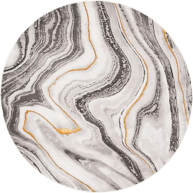 SAFAVIEH Craft Collection Area Rug - 10' Round, Grey & Gold, Modern Abstract Design, Non-Shedding & Easy Care, Ideal for High Traffic Areas in Living Room, Bedroom (CFT819F)