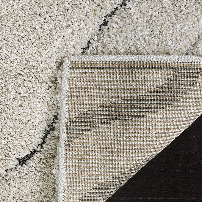 SAFAVIEH Florida Shag Collection Area Rug - 5'3" x 7'6", Cream & Grey, Non-Shedding & Easy Care, 1.2-inch Thick Ideal for High Traffic Areas in Living Room, Bedroom (SG472-1180)