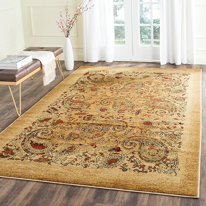 SAFAVIEH Lyndhurst Collection Area Rug - 8' x 11', Beige & Multi, Traditional Paisley Design, Non-Shedding & Easy Care, Ideal for High Traffic Areas in Living Room, Bedroom (LNH224A)