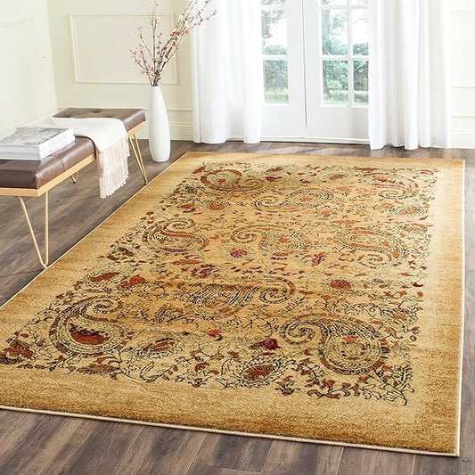 SAFAVIEH Lyndhurst Collection Area Rug - 8' x 11', Beige & Multi, Traditional Paisley Design, Non-Shedding & Easy Care, Ideal for High Traffic Areas in Living Room, Bedroom (LNH224A)